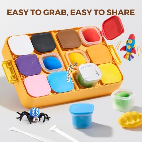 Jar Melo Air Dry Clay for Kids 12 Colors Modeling Clay Kit with Storage Box - Image 3