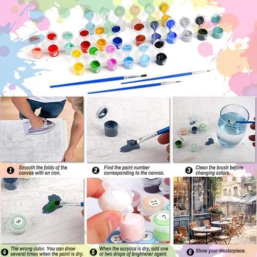 Arttoplus Street Cafe Paint by Numbers Kit for Adults Beginner 16x20 inch - Image 6