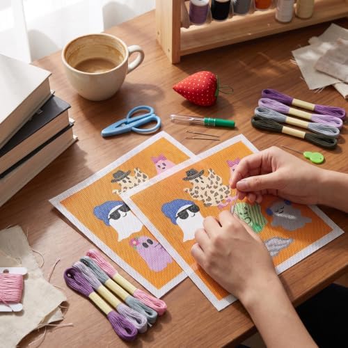 XunYee Needlepoint Canvas Kit, Halloween Ghost Party - Image 4