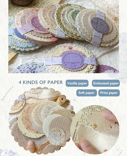 300Pcs Textured Scrapbook Supplies Kit, Round Edge Embossed Rice Paper - Image 6
