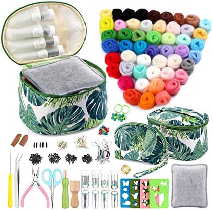 IMZAY Needle Felting Kit for Beginners, 50 Colors Wool Roving Kit by Imzay
