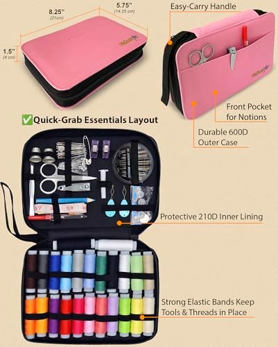 Vellostar Sewing Kit for Adults, Teens & Kids - 100-Piece Pink Beginner Set - Image 5
