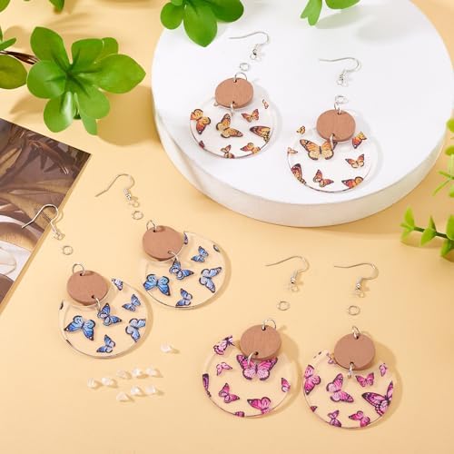 Elecrelive 6 Pairs Butterfly Earring Charms Bohemian Wooden Dangle Earrings Making Kits Painted Insect Pendants Pieces with Jump Rings DIY Craft Jewelry - Image 2
