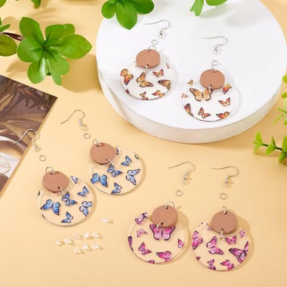 Elecrelive 6 Pairs Butterfly Earring Charms Bohemian Wooden Dangle Earrings Making Kits Painted Insect Pendants Pieces with Jump Rings DIY Craft Jewelry - Image 2