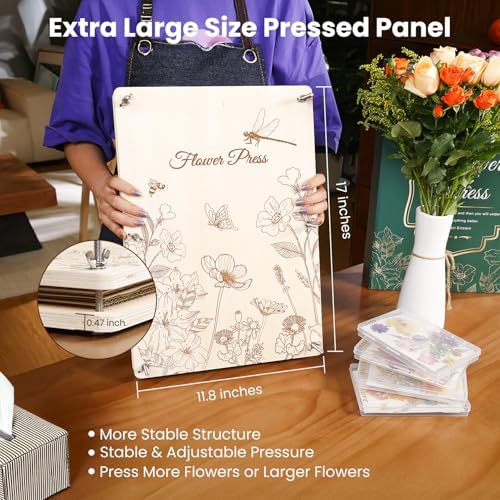 Aboofx Extra Large Flower Press Kit for Adults, Wooden Flower Pressing Kit - Image 2