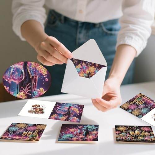 C'eitura 6Pcs Celebration DIY Diamond Art Painting Greeting Cards Kit | Congratulations Thank You Birthday Graduation Cards | All Occasion Party Theme Blank Note Cards for Kids & Adults - Image 7