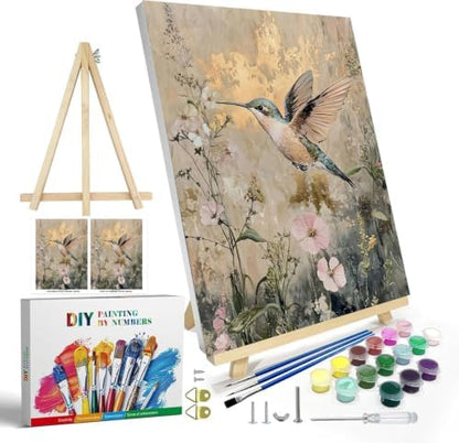 WUDWL Paint by Numbers Kit for Adults Framed Canvas, with Wooden Easel - Image 2