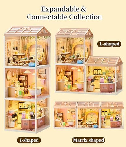 Cozy Bakery Shop Miniature House Kit with LED Light - Image 7