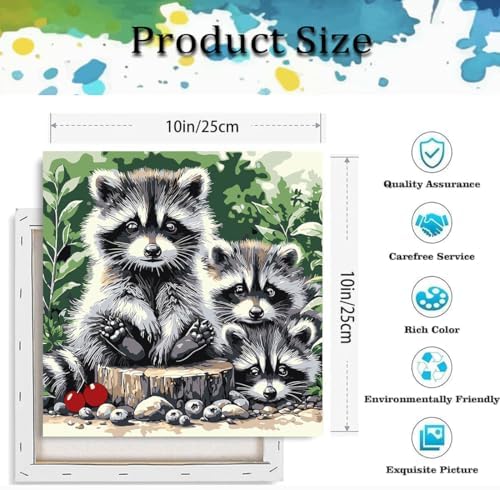 Paint by Numbers Kit for Adults,Raccoon DIY Paint by Number With Frame - Image 3