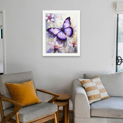 Butterfly Paint by Numbers Kit for Adults - DIY Monarch Butterflies and Purple Flowers Painting on Rolled Canvas 16x20 Inches, Acrylic Paint Set for Beginners, Art for Home Decoration or Gifts - Image 5