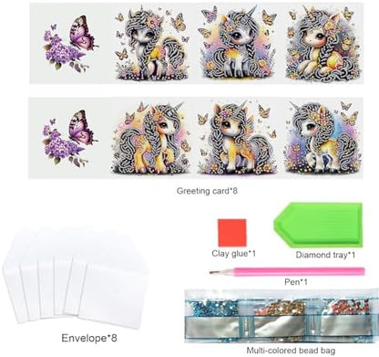 TDFERAN 6 Packs DIY Diamond Art Cards Unicorn Diamond Painting Cards Holiday Making Kit Diamond Art Card with Envelopes Diamant Painting Greeting Card for Holiday Birthday Thanksgiving Day - Image 4
