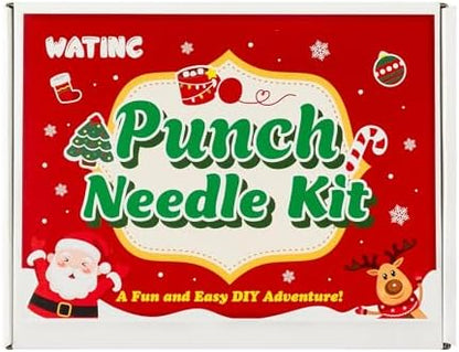 WATINC Christmas Punch Needle Coaster Kit - 23Pcs Easy Art Work Decor Craft Supply for Beginners, DIY Set of 6 Unique Pattern Tufted Pads with Adhesive Felt Yarn Tools Coaster Holder Instruction (Red) - Image 7