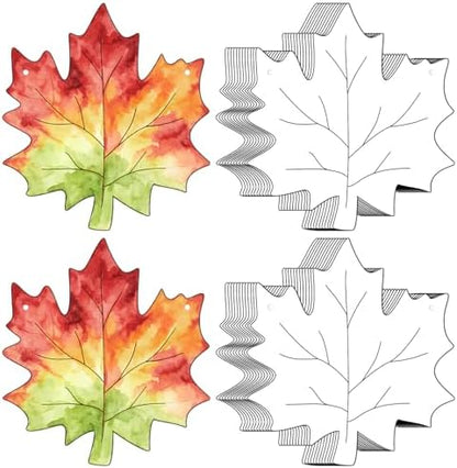 24 Pcs Fall Coloring Wreath Crafts Color Your Own Fall Crafts, Maple Leaves by Sereliy