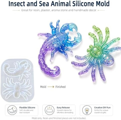 4 PCS Insect Silicone Resin Molds Set – 3D Bug Epoxy Casting Mold Kit - Image 2
