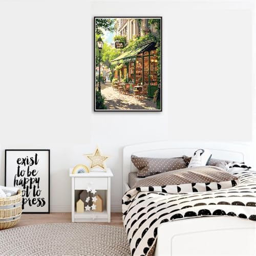 Mrnsiet Paint by Numbers Kit for Adults, Easy Street Cafe Adult Paint by Number Kits on Canvas, Spring Scene DIY Acrylic Oil Number Painting Kits for Home Wall Decor Gift 16x20 Inch - Image 4