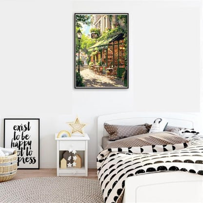 Mrnsiet Paint by Numbers Kit for Adults, Easy Street Cafe Adult Paint by Number Kits on Canvas, Spring Scene DIY Acrylic Oil Number Painting Kits for Home Wall Decor Gift 16x20 Inch - Image 4