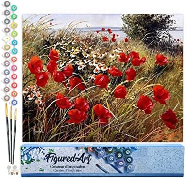 Figured'Art Paint by Numbers Kit for Adults Wild Flowers in The Countryside 16"x20" - Craft Art Painting DIY Kit Rolled Canvas Without Frame by FiguredArt