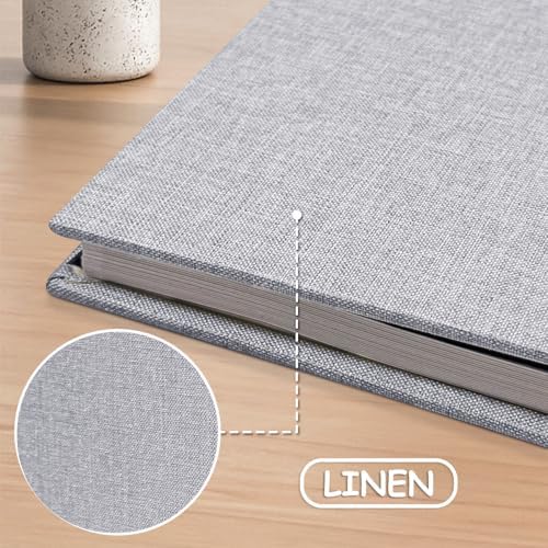 Large Photo Album Scrapbook – Holds 4x6, 8x10 Pictures – Self-Adhesive Pages for Baby, Wedding, Travel & Family Memories | Includes Metallic Pen & Scraper/Light Grey Large DIY Memory Book for Gifts - Image 4