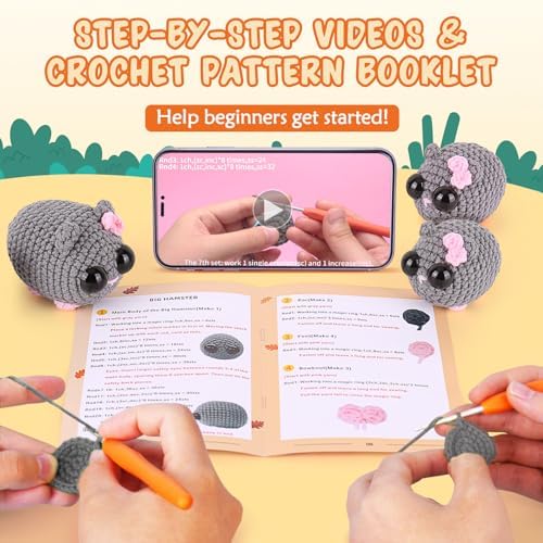 Crochetta Beginner Crochet Kit with Step-by-Step Video Tutorials, Learn to Crochet for Adults & Kids, Knitting Craft Supplies, Hanging Plants Home Decor (40%+ Yarn) - Image 2