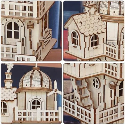 3D Wooden Puzzle for Adults, DIY Creative Circular Treehouse Model Kit - Image 4
