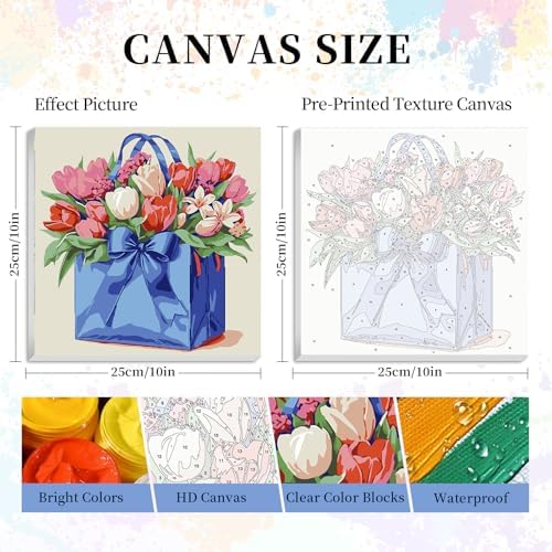Camocin Framed Paint by Numbers Kit for Adults Beginners – Flowers Bag - Image 3