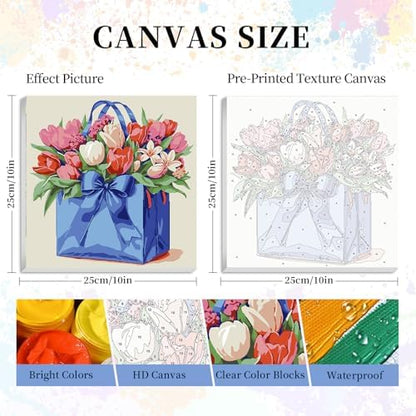 Camocin Framed Paint by Numbers Kit for Adults Beginners – Flowers Bag - Image 3