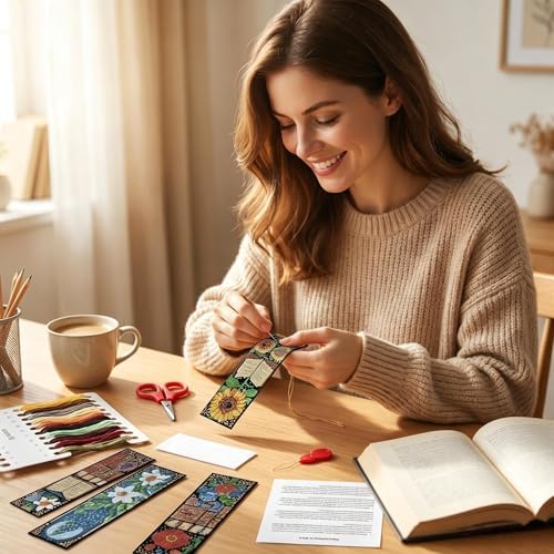Mushroom Flowers Counted Cross Stitch Bookmark Kit for Adults Beginners - Image 4