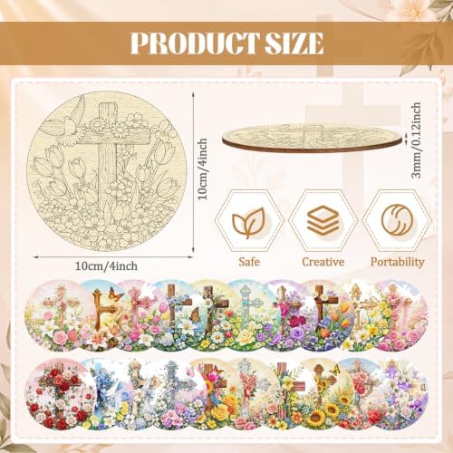 Reallnaive 77 Pcs Wooden Coasters Paint Kit, Christian - Image 2