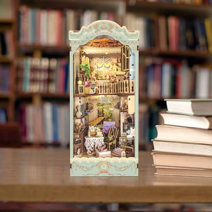 DIY Book Nook Kit,Dollhouse Booknook Bookshelf Insert Decor,3D Wooden Puzzles with LED Dust Cover,Book Nook Miniature Kit,Birthday Halloween Home Decor for Teens Adult-Countryside Diary - Image 5