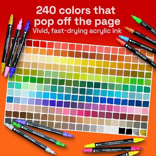 ARTISTRO Dual-Tip Acrylic Paint Marker Pens - Set of 240 - Image 3