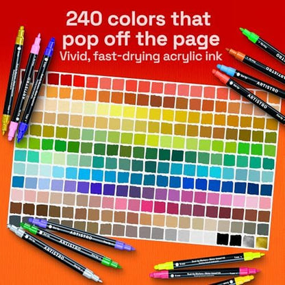 ARTISTRO Dual-Tip Acrylic Paint Marker Pens - Set of 240 - Image 3