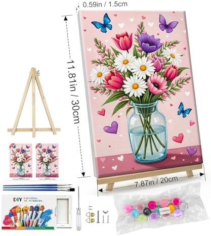 ATDMS Paint by Numbers Kit for Adults with Easel Flowers Paint by Number with Frame Floral Paint by Number with Easel DIY Acrylic Oil Painting Kits for Gift Home Wall Decor 8x12 Inch - Image 4