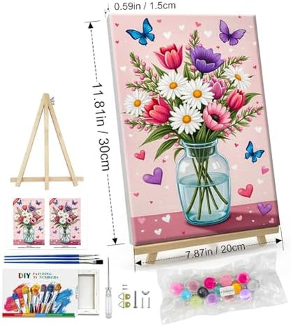 ATDMS Paint by Numbers Kit for Adults with Easel Flowers Paint by Number with Frame Floral Paint by Number with Easel DIY Acrylic Oil Painting Kits for Gift Home Wall Decor 8x12 Inch - Image 4
