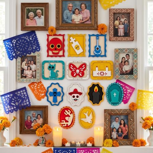 12 Pack Day of the Dead DIY Wooden Craft Kit, Skull Frame Wood Craft Decor - Image 7