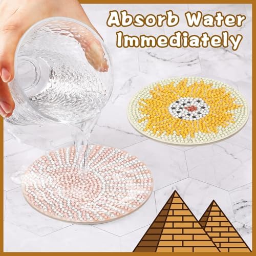 UPINS 8Pcs Boho Diamond Art Painting Coasters for Drinks - Image 5