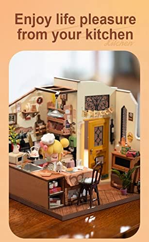 Rowood Miniature House Kit,DIY Miniature Dollhouse Kit for Adults,Wooden Table Collection Model Kits to Build,Birthday for Adult(Homey Kitchen) - Image 3