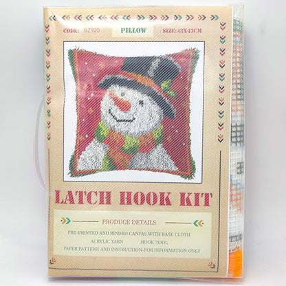 Howie's Latch Hook Kit, DIY Christmas Pillow Crochet Yarn Kits for Adults, Color Preprinted Pattern Embroidery Sofa Cushion Cover (Christmas-Snowman, 16.93 x 16.93 inch) - Image 2