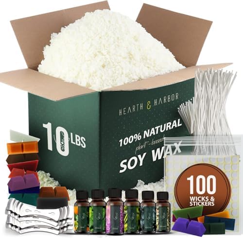 Hearth & Harbor Organic Candle Wax, Premium 10 lb Soy Wax for Candle Making by HearthHarbor