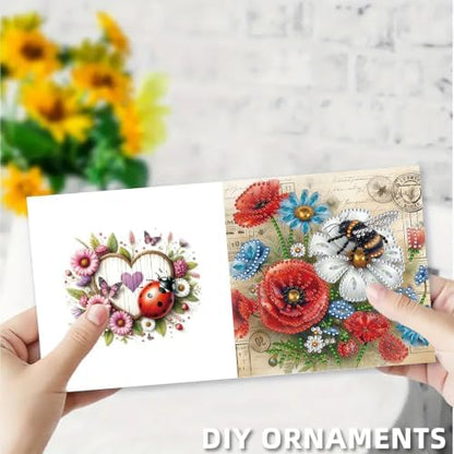 6PCS Flowers and Butterflies Diamond Art Painting Greeting Cards Kit with Envelopes - 5D DIY Diamond Art Card Kits for Adults - Handcrafted Postcards for Birthday & Holiday - Image 7
