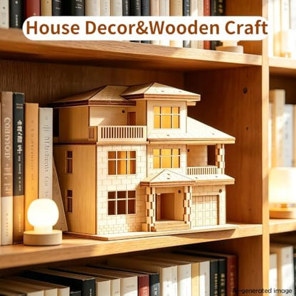 3D Wooden Puzzles for Adults,Miniature Villa Model Kit,DIY Craft Gift - Image 3
