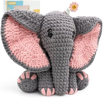 CODGP Crochet Kit for Beginners, 13-Inch Elephant Crochet Kit for Adults by CODGP