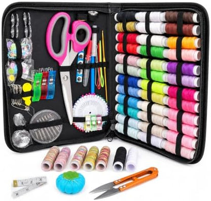 Sewing Kit for Adults, Complete Mending Essentials with Sharp Tailor Scissors & 43XL Sewing Thread Spools, Portable Hand Sewing Tool Set for Beginner Adult Home Outdoor Use by NABAOXUN