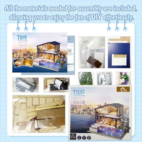Flever Dollhouse Miniature DIY House Kit Manual Creative with Furniture for Romantic Artwork Gift (Perfect Time Apartment) - Image 3