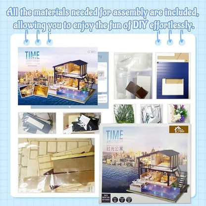 Flever Dollhouse Miniature DIY House Kit Manual Creative with Furniture for Romantic Artwork Gift (Perfect Time Apartment) - Image 3
