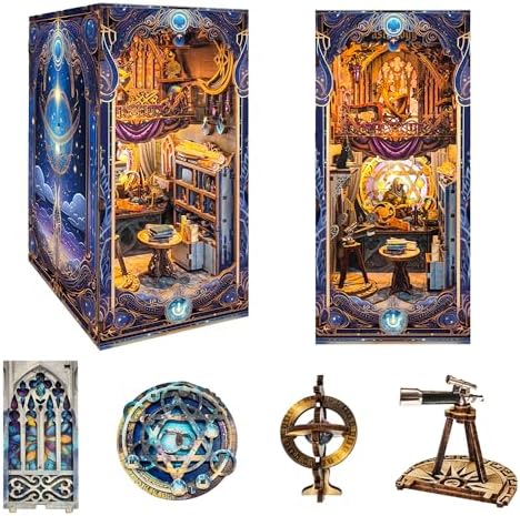 3D Puzzles Book Nook Kit, DIY Miniature Book Nook Kit Creative Decorative with LED Lights Bookend Bookshelf Insert for Adults Teens-Star Map Secrets(SQ -35) by STRUCWOOD