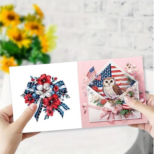 6Pcs Greeting Card DIY Diamond Art Painting Greeting Cards Special Shaped Holiday Blessing Folding Card Kit with Envelopes Arts Crafts for Birthday Festival-Envelope02 - Image 4