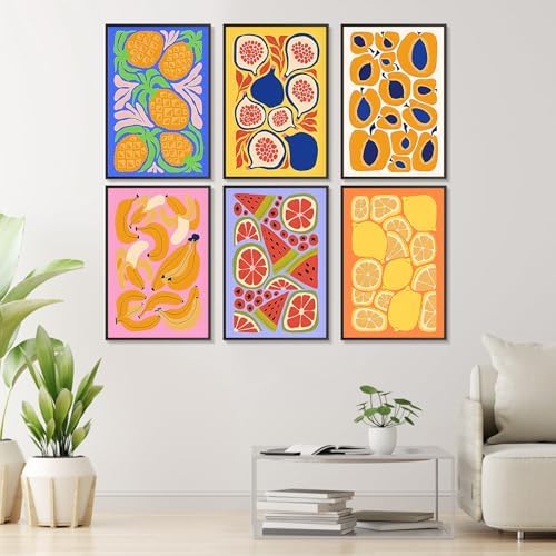 Offito 6 Pack Paint by Numbers Kit for Adults, Colorful Fruits, 8x12 Inch - Image 2