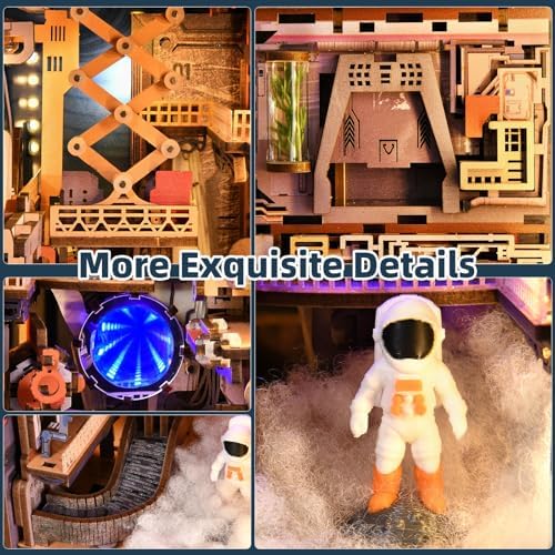 MiniCity Aerospace Foundry Book Nook Kit, DIY 3D Bookshelf Insert with LED - Image 4