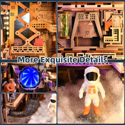 MiniCity Aerospace Foundry Book Nook Kit, DIY 3D Wooden Puzzle with LED - Image 4