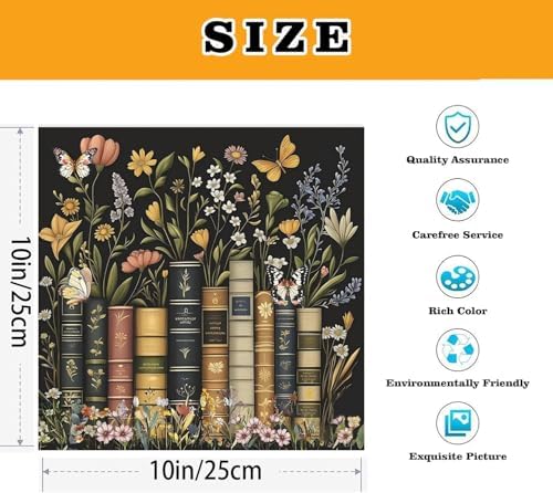 NEGEKFKX 2 Pack Book Flower Paint by Numbers Kit for Adults Beginner with Framed, Easy Adult Paint by Number Kits on Canvas DIY Painting for Beginners Art by Numbers for Home Wall Decor 10x10 Inch - Image 5
